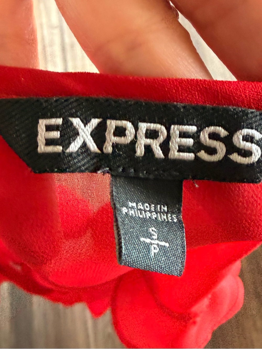 Express Red Ruffle V-Neck Blouse - Picture 3 of 3